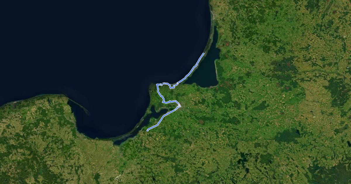 Маршрут Euroroute R1 - part Kaliningrad на спутниковом снимке