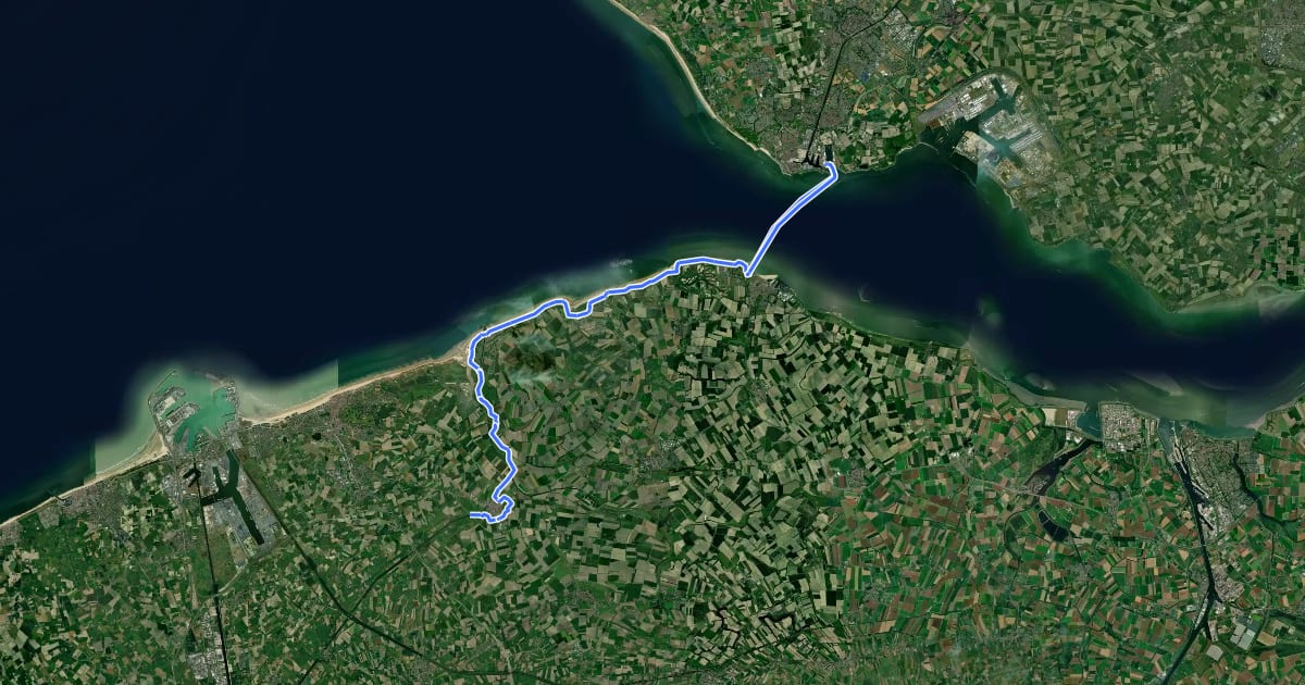 Маршрут Euroroute R1 - Sluis - Vlissingen на спутниковом снимке