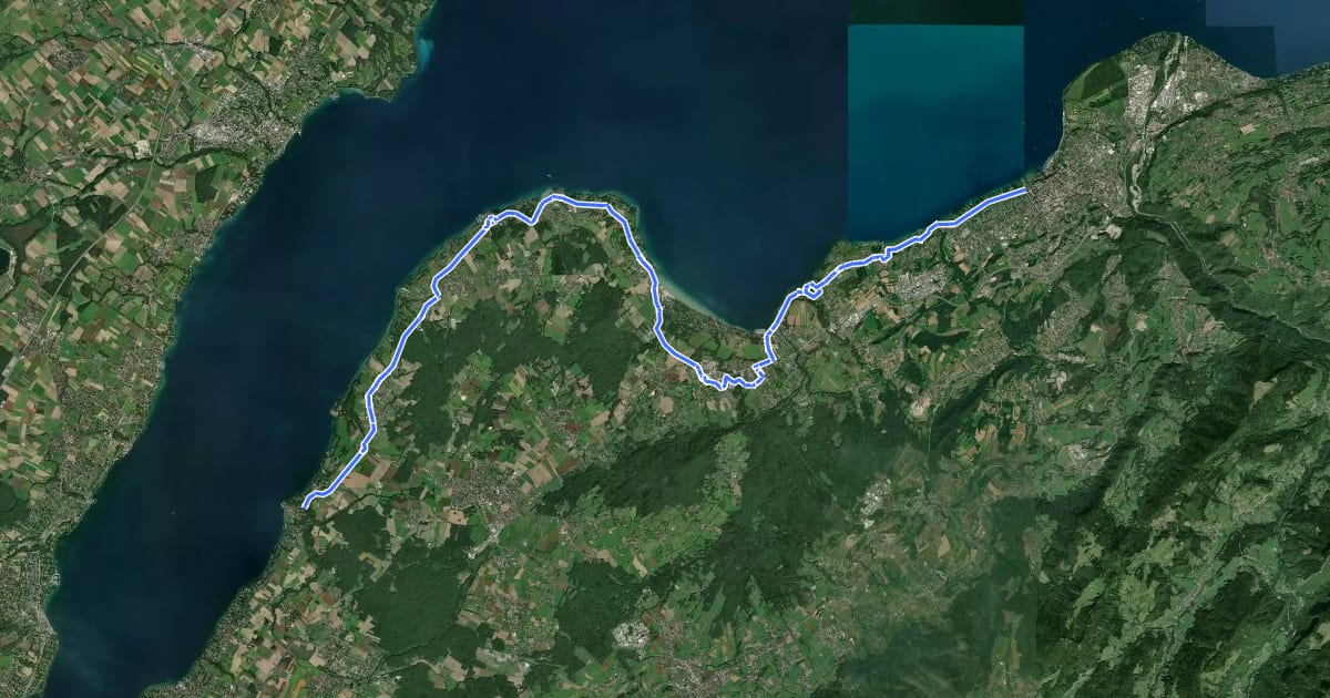Маршрут EuroVélo 17 - 10: Thonon – Chens-sur-Léman на спутниковом снимке