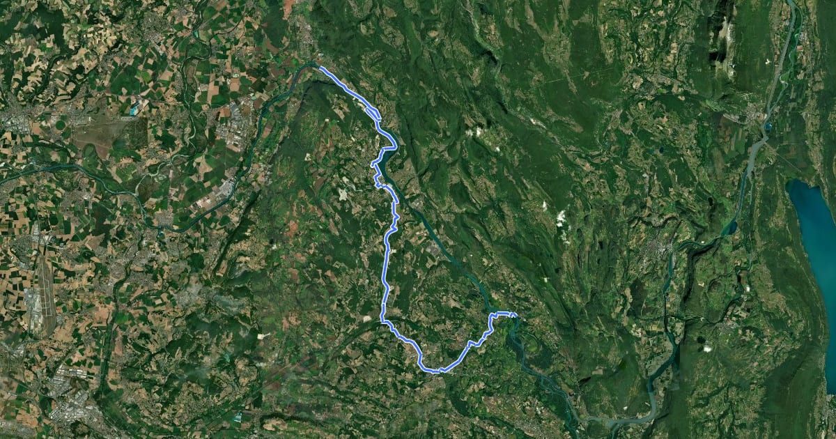 Маршрут EuroVélo 17 -17: Groslée – La Balme-les-Grottes на спутниковом снимке