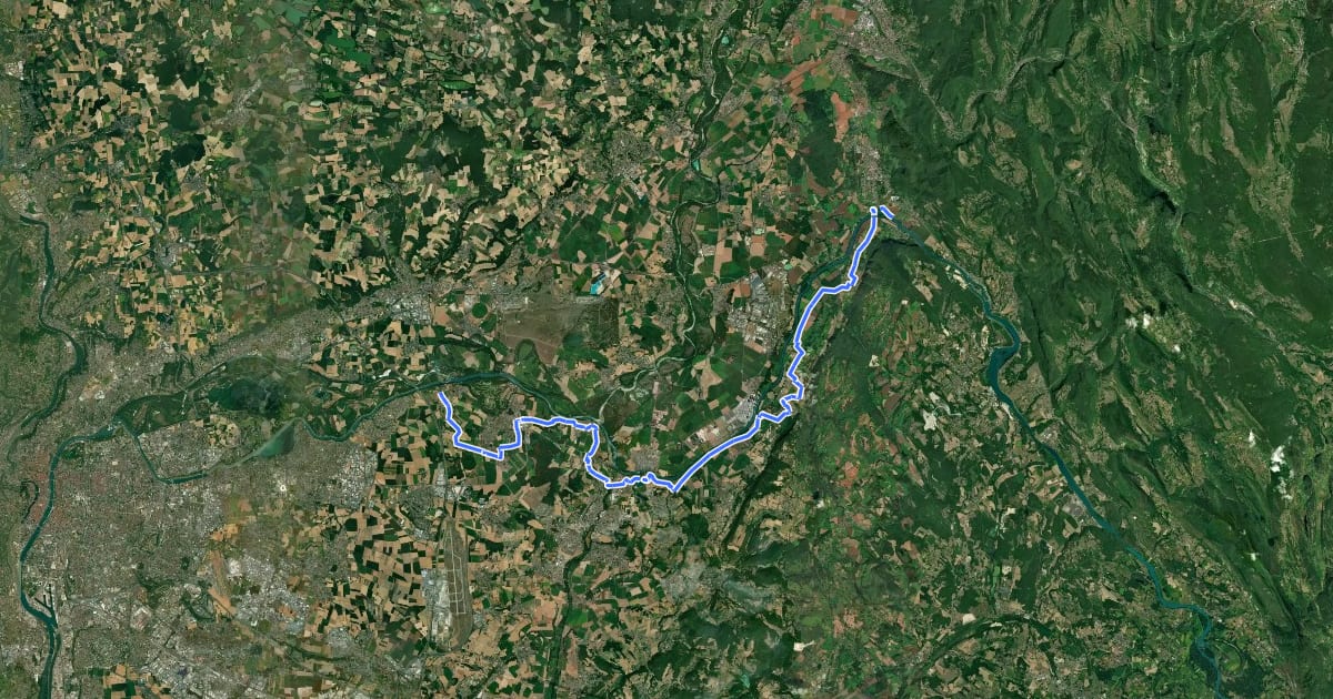 Маршрут EuroVélo 17 - 18: La Balme-les-Grottes – Jons на спутниковом снимке