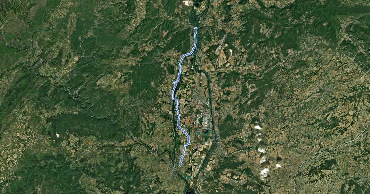 Маршрут EuroVélo 17 - Châteauneuf-du-Rhône – Pont-Saint-Esprit на спутниковом снимке