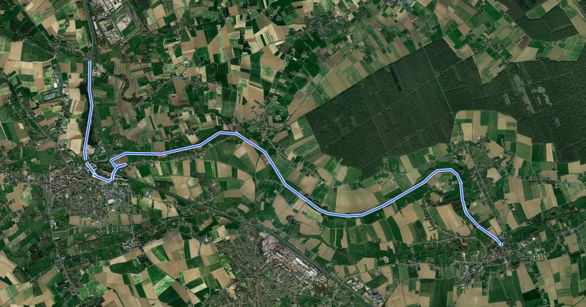 Маршрут EuroVélo 5 - Partie Wittes - Aire-sur-la-Lys - Saint-Venant на спутниковом снимке