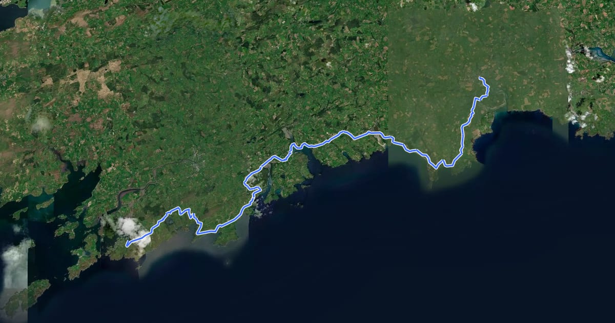Маршрут EuroVelo 1 на спутниковом снимке
