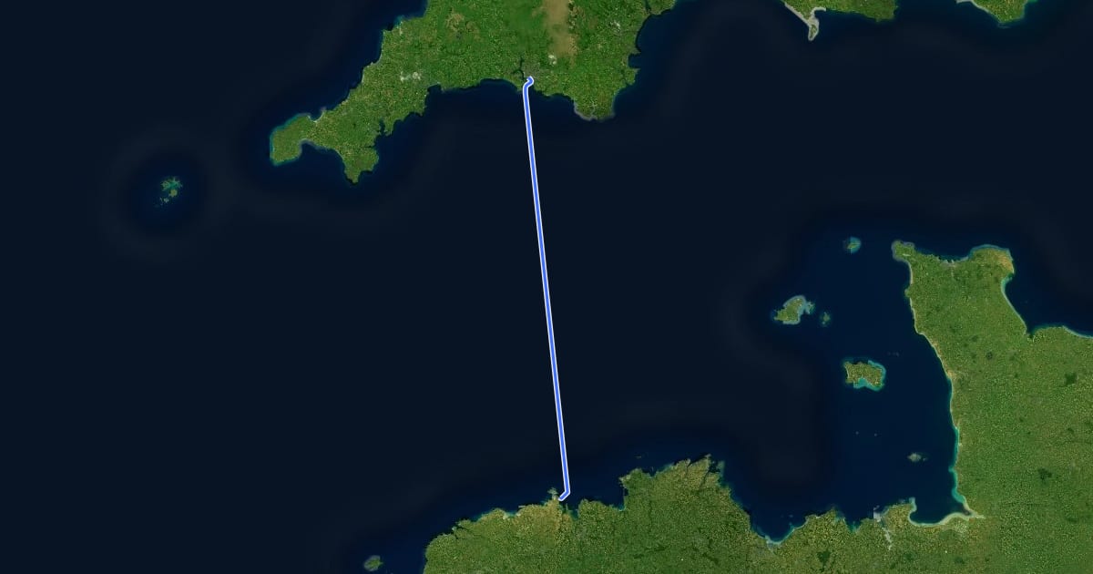 Маршрут Eurovelo 1 - Atlantic Coast Route - part English Channel на спутниковом снимке