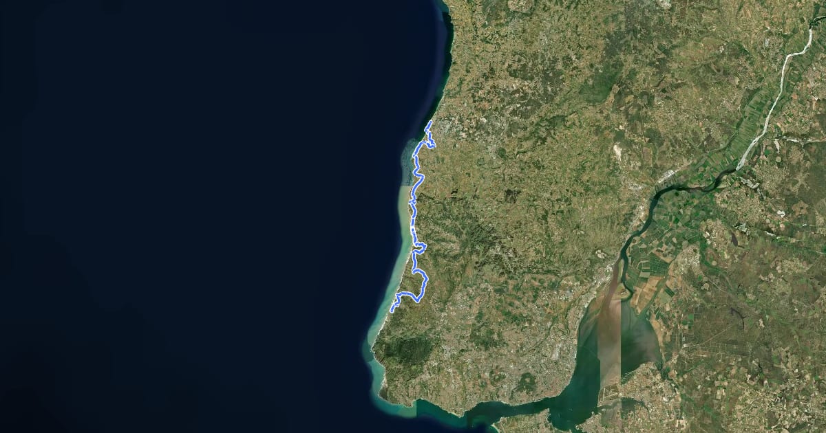 Маршрут EuroVelo 1 - Atlantic Coast Route - part Portugal 10 на спутниковом снимке