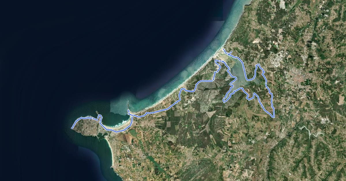 Маршрут EuroVelo 1 - Atlantic Coast Route - part Portugal 12 на спутниковом снимке