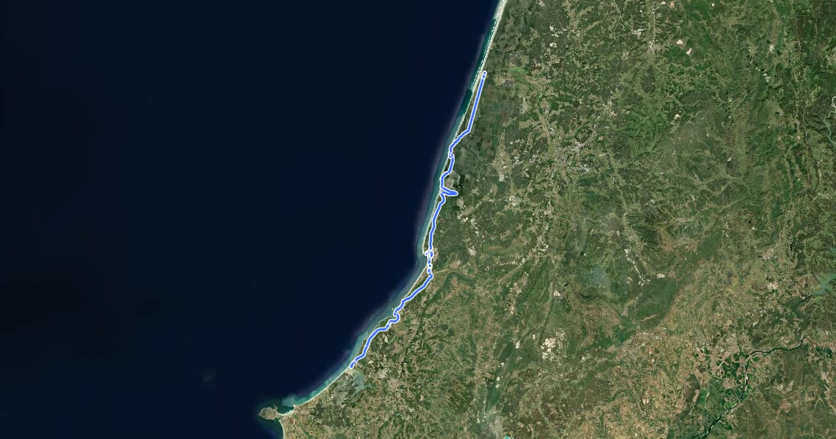Маршрут EuroVelo 1 - Atlantic Coast Route - part Portugal 13 на спутниковом снимке