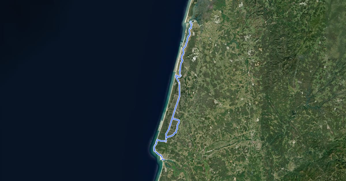 Маршрут EuroVelo 1 - Atlantic Coast Route - part Portugal 15 на спутниковом снимке