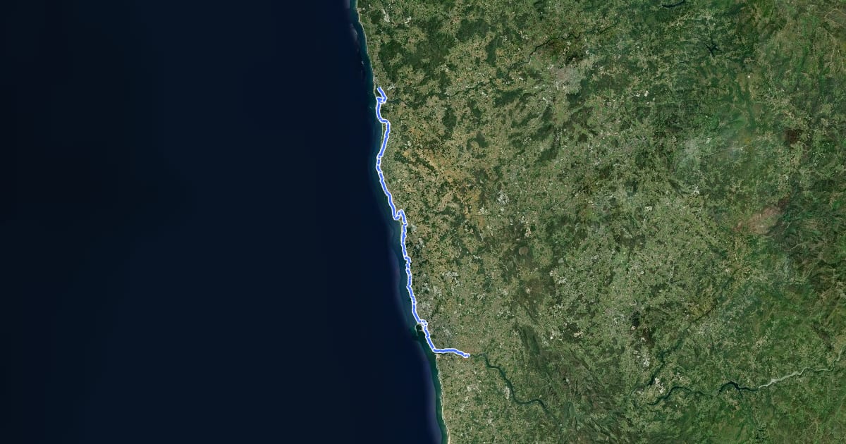 Маршрут EuroVelo 1 - Atlantic Coast Route - part Portugal 17 на спутниковом снимке