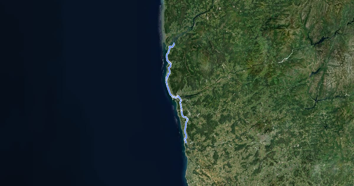 Маршрут EuroVelo 1 - Atlantic Coast Route - part Portugal 18 на спутниковом снимке