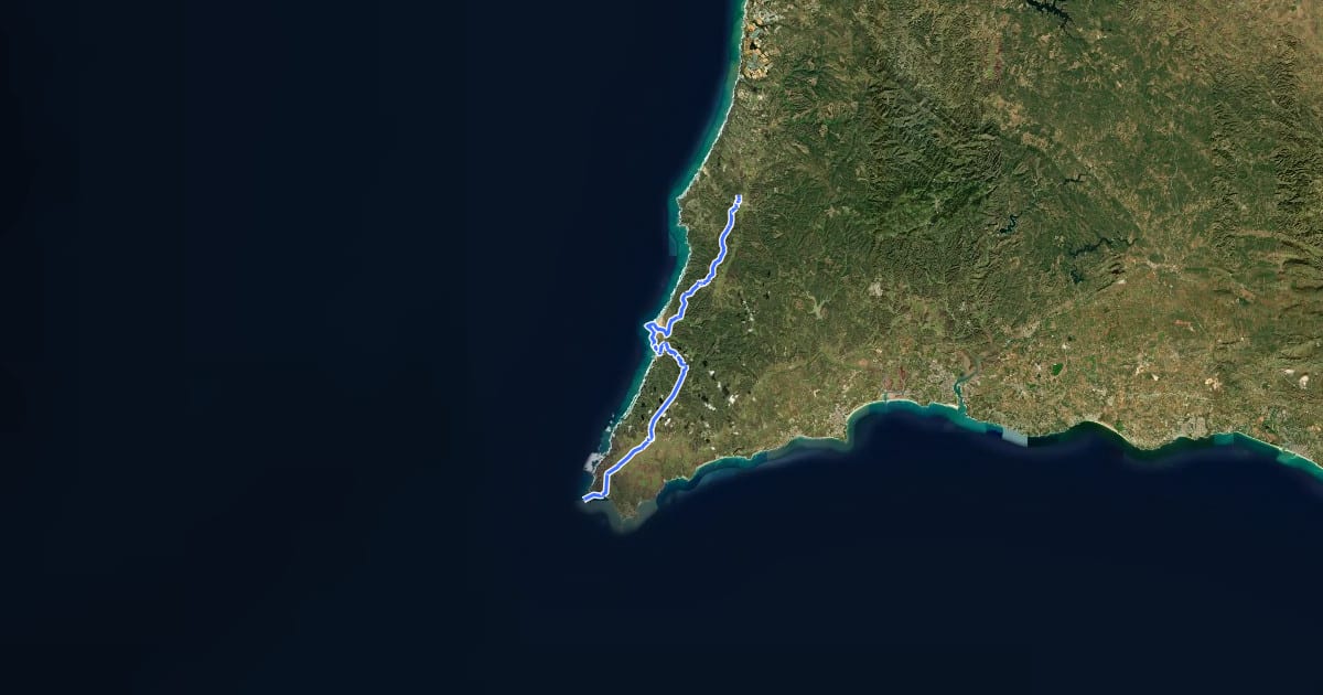 Маршрут EuroVelo 1 - Atlantic Coast Route - part Portugal 4 на спутниковом снимке