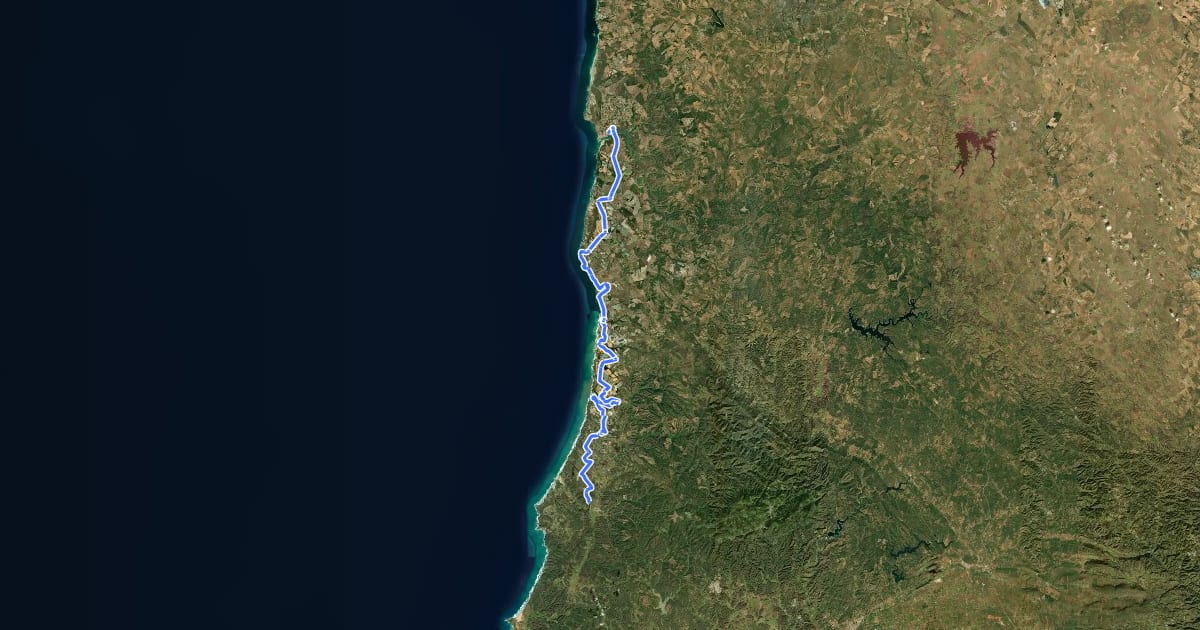 Маршрут EuroVelo 1 - Atlantic Coast Route - part Portugal 5 на спутниковом снимке