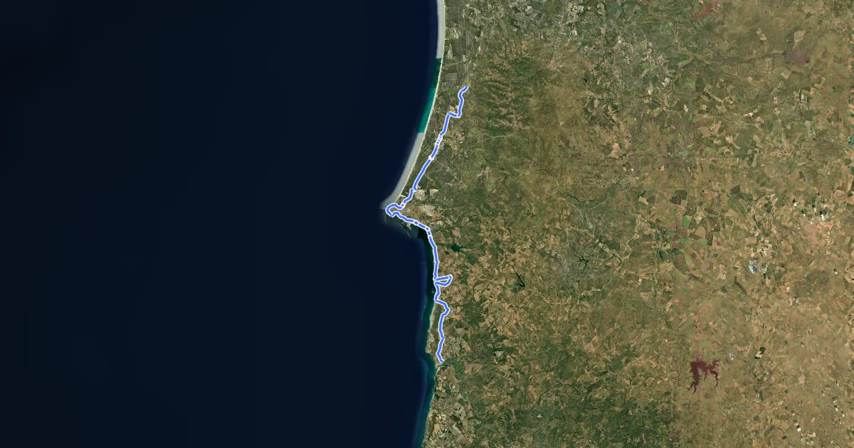 Маршрут EuroVelo 1 - Atlantic Coast Route - part Portugal 6 на спутниковом снимке