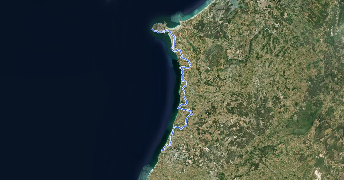Маршрут EuroVelo 1 - Mtb Atlantic Coast Route - part Portugal 11 на спутниковом снимке