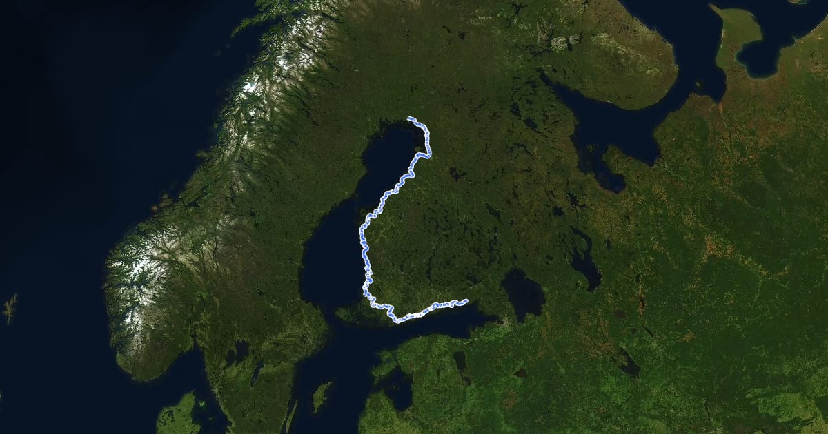 Маршрут EuroVelo 10 - Baltic Sea Cycle Route - part Finland на спутниковом снимке