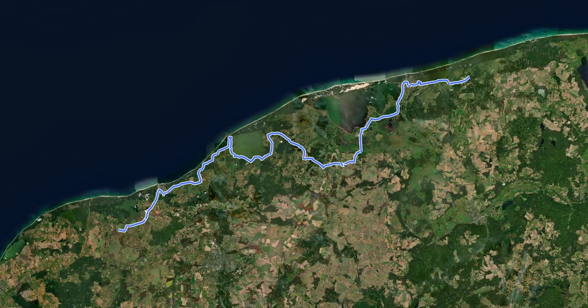 Маршрут EuroVelo 10 - Baltic Sea Cycle Route - part Poland 2 на спутниковом снимке