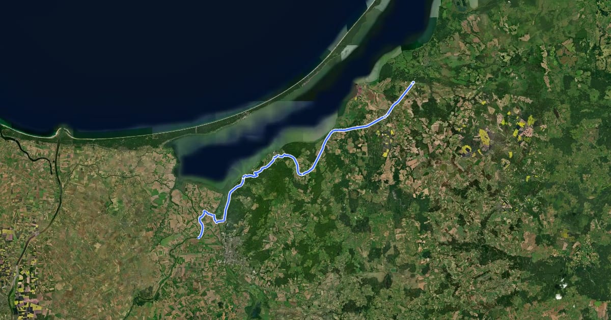 Маршрут EuroVelo 10 - Baltic Sea Cycle Route - part Poland 5 на спутниковом снимке