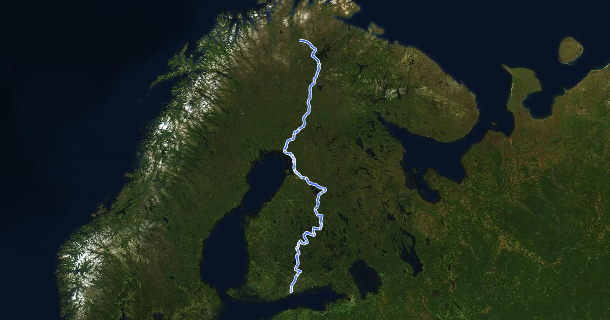 Маршрут EuroVelo 11 - East Europe Route - part Finland на спутниковом снимке