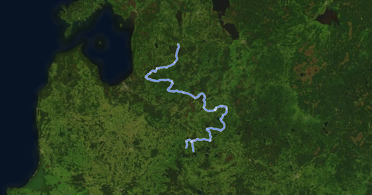 Маршрут EuroVelo 11 - East Europe Route - part Latvia на спутниковом снимке