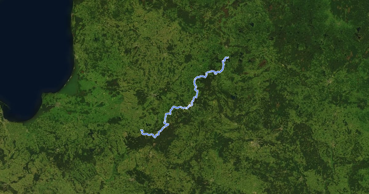 Маршрут EuroVelo 11 - East Europe Route - part Lithuania на спутниковом снимке