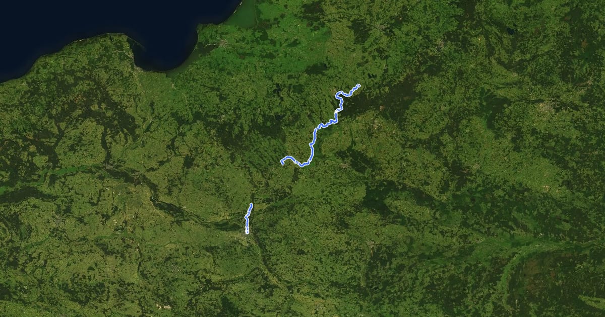 Маршрут EuroVelo 11 - East Europe Route - part Poland 1 на спутниковом снимке