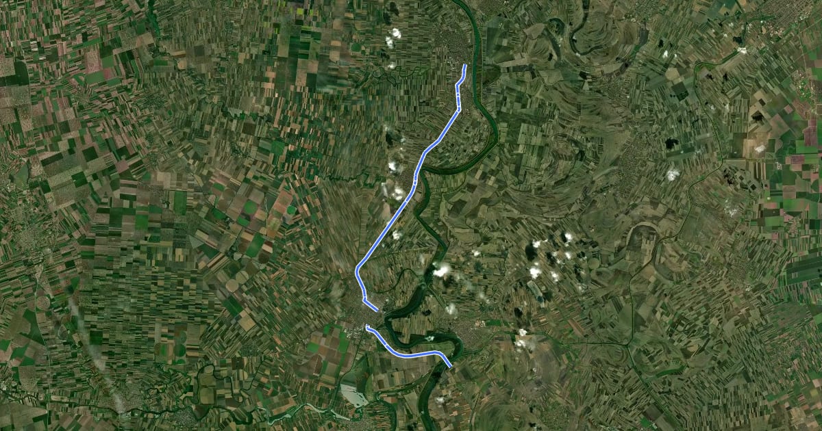 Маршрут EuroVelo 11 - East Europe Route - part Serbia - Alternative "Ada - Novi Bečej dam" на спутниковом снимке