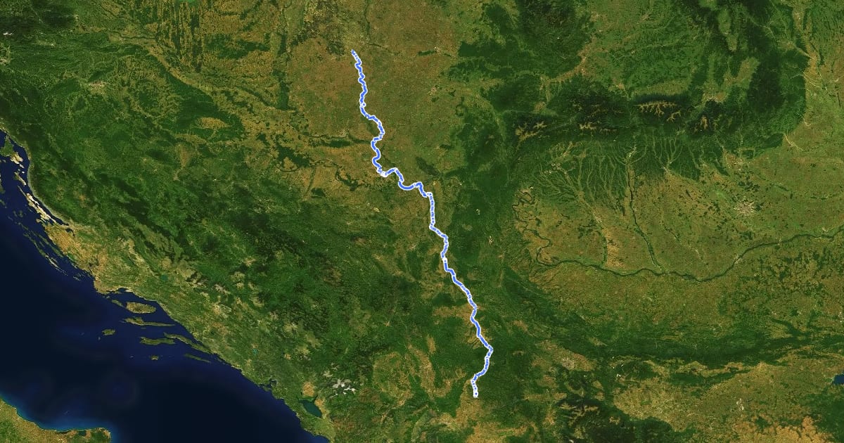 Маршрут EuroVelo 11 - East Europe Route - part Serbia - Official route на спутниковом снимке