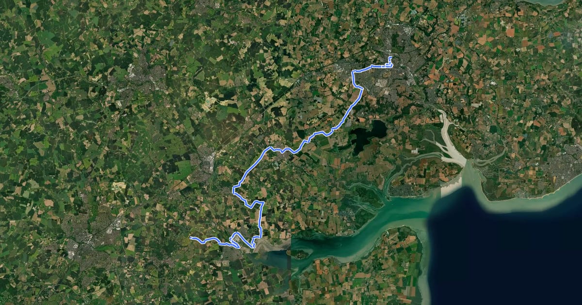 Маршрут EuroVelo 12 - North Sea Cycle Route - part United Kingdom на спутниковом снимке