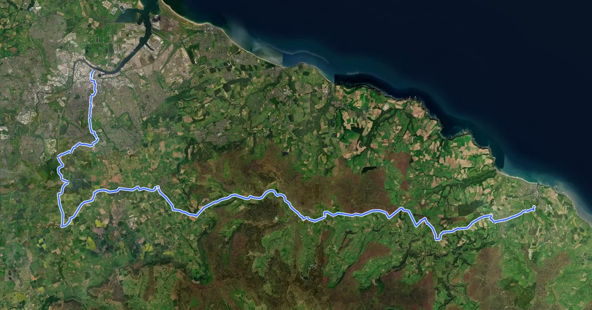 Маршрут EuroVelo 12 - North Sea Cycle Route - part United Kingdom 4 на спутниковом снимке
