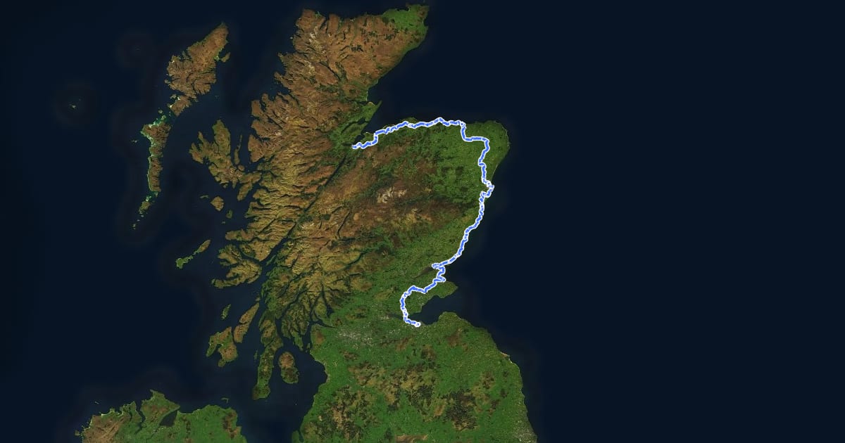 Маршрут EuroVelo 12 - North Sea Cycle Route - part United Kingdom 7 на спутниковом снимке