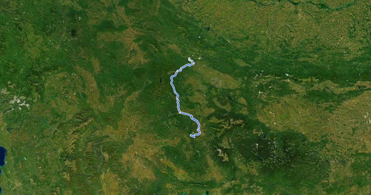 Маршрут EuroVelo 13 - Iron Curtain Trail - part Bulgaria West на спутниковом снимке