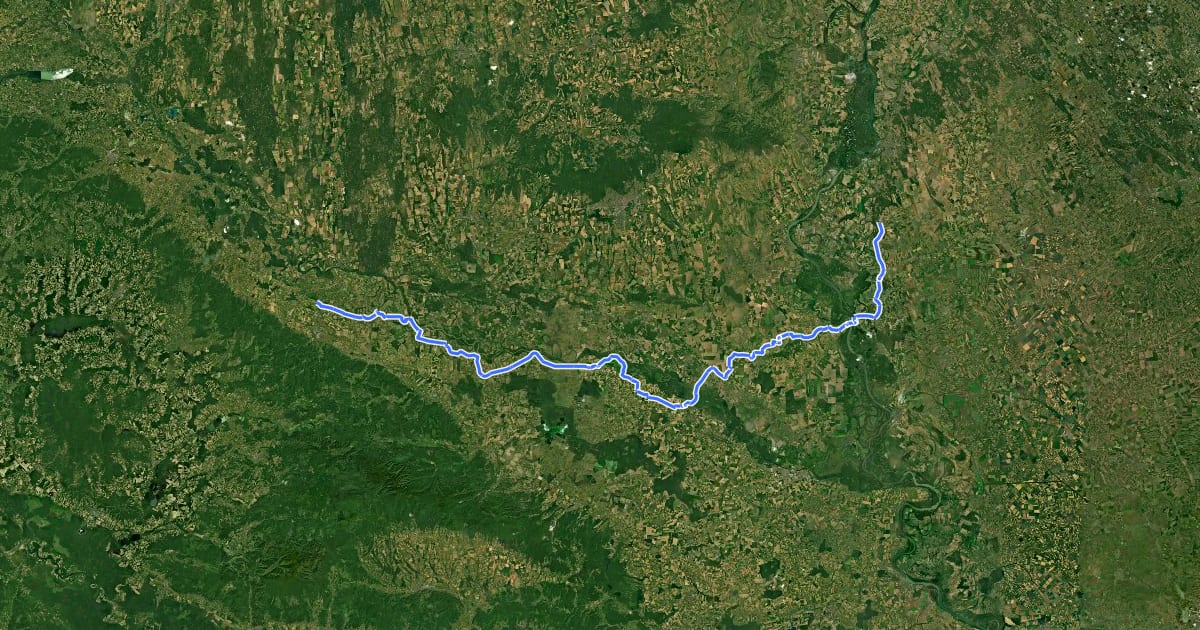 Маршрут EuroVelo 13 - Iron Curtain Trail - part Croatia/Serbia/Hungary - alternative route на спутниковом снимке