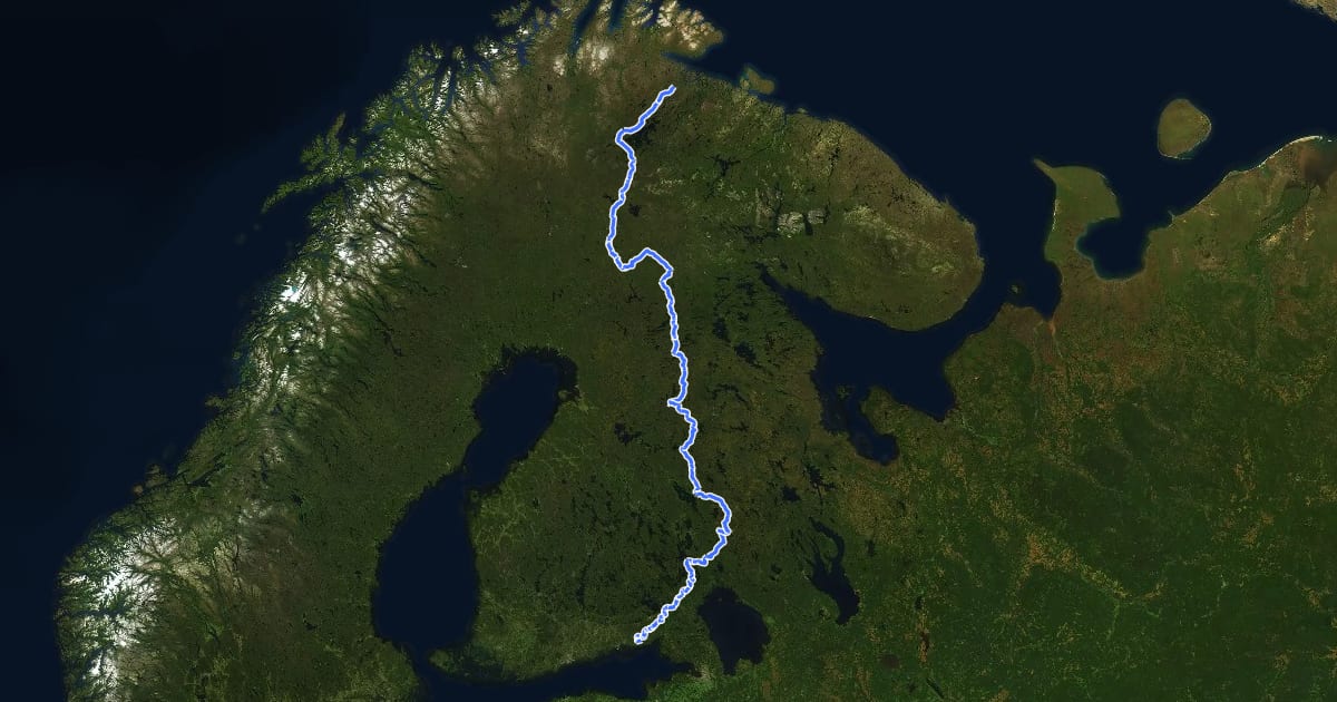 Маршрут Eurovelo 13 - Iron Curtain Trail - part Finland на спутниковом снимке