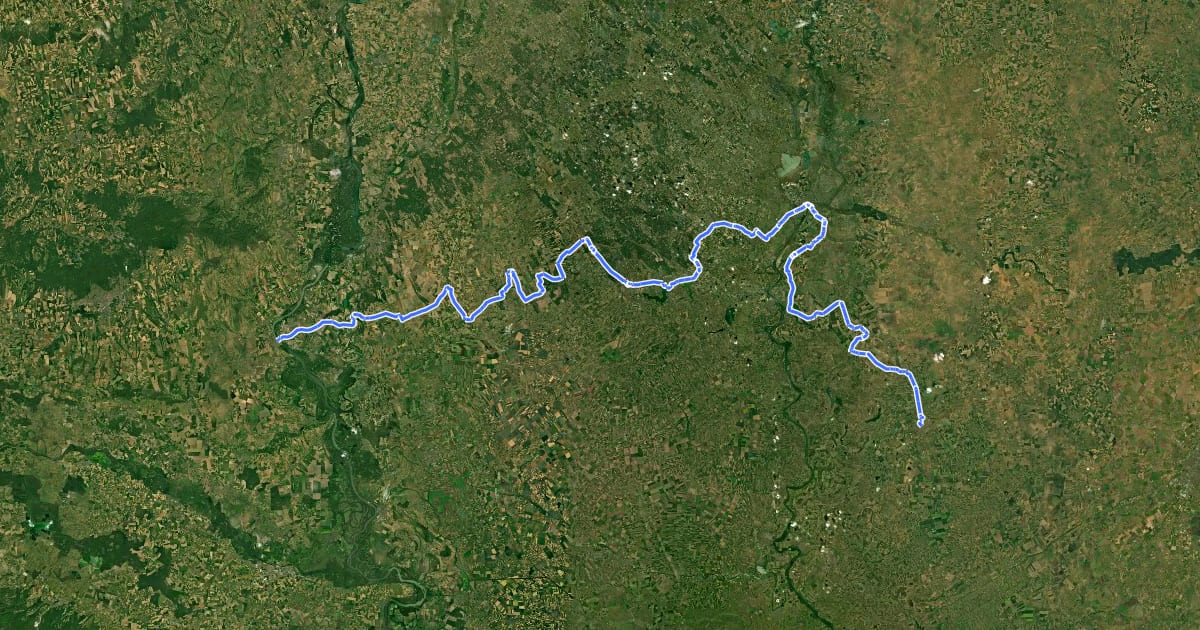 Маршрут EuroVelo 13 - Iron Curtain Trail - part Hungary/Serbia на спутниковом снимке