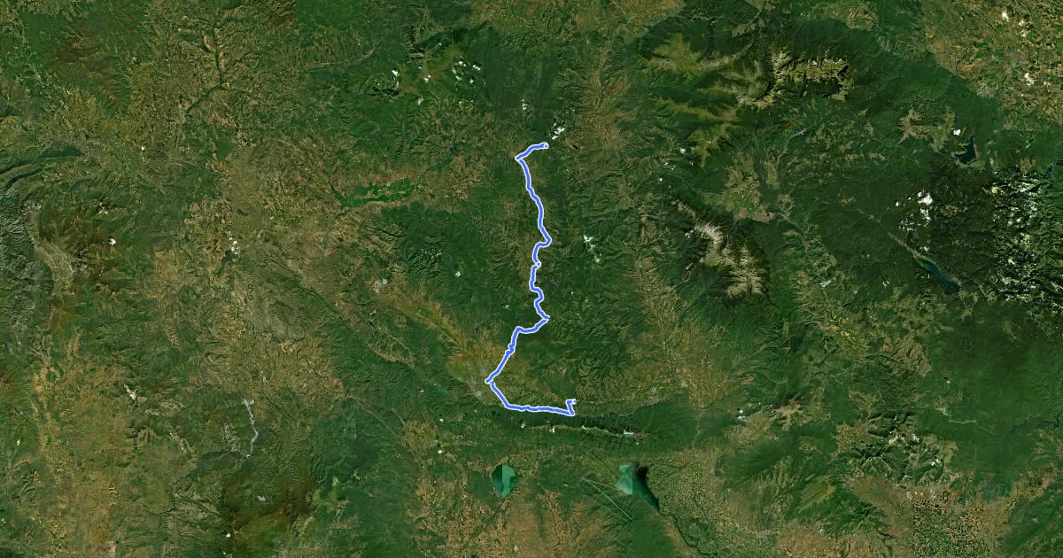 Маршрут EuroVelo 13 - Iron Curtain Trail - part North Macedonia на спутниковом снимке