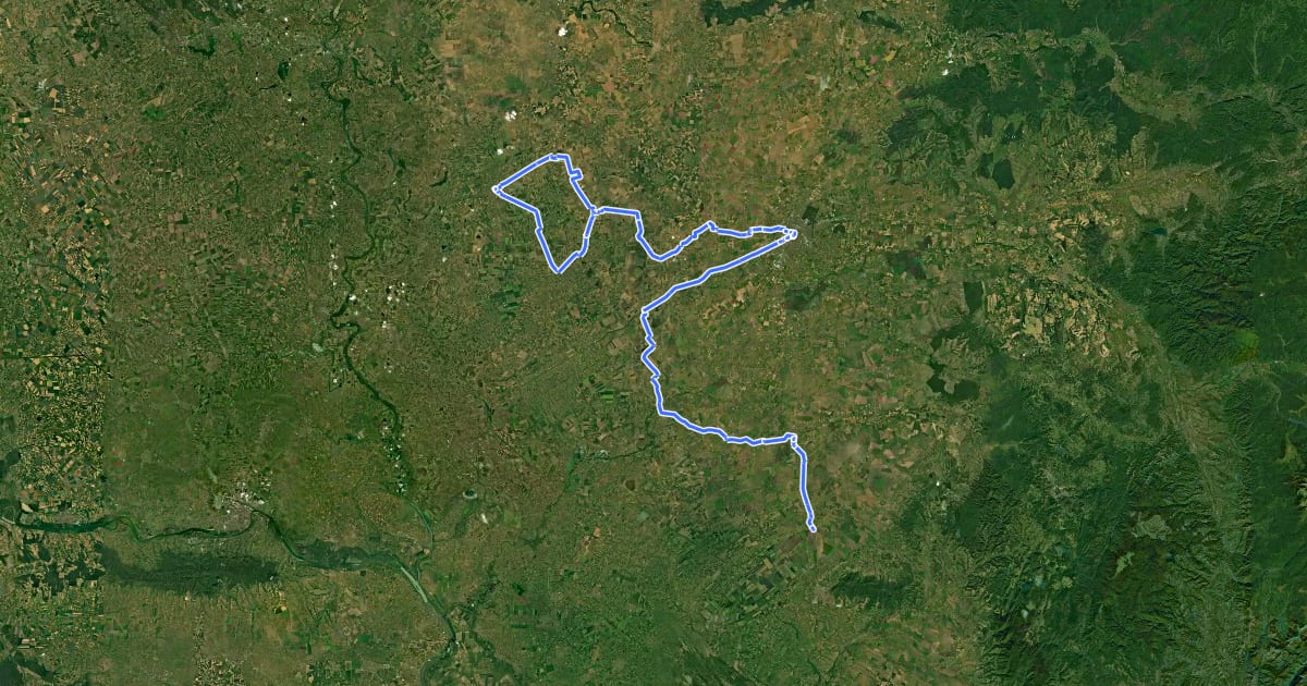 Маршрут EuroVelo 13 - Iron Curtain Trail - part Serbia/Romania на спутниковом снимке