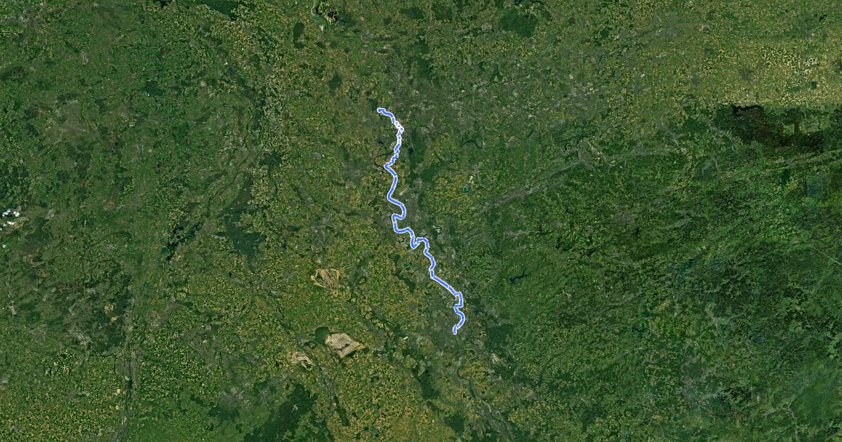 Маршрут EuroVelo 15 - Rheinradweg - Teilstrecke Köln - Moers на спутниковом снимке
