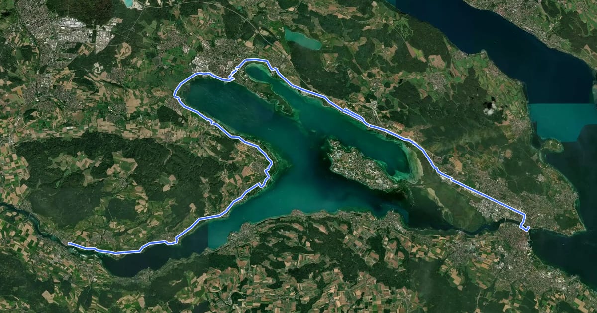 Маршрут EuroVelo 15 - Rheinradweg - Teilstrecke Konstanz - Stein am Rhein на спутниковом снимке