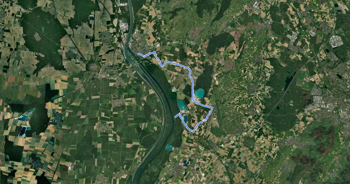 Маршрут EuroVelo 15 - Rheinradweg - Variante Tuniberg на спутниковом снимке