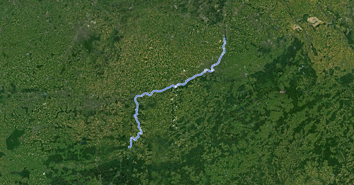 Маршрут EuroVelo 19 - La Meuse à Vélo - Tronçon Belgique на спутниковом снимке