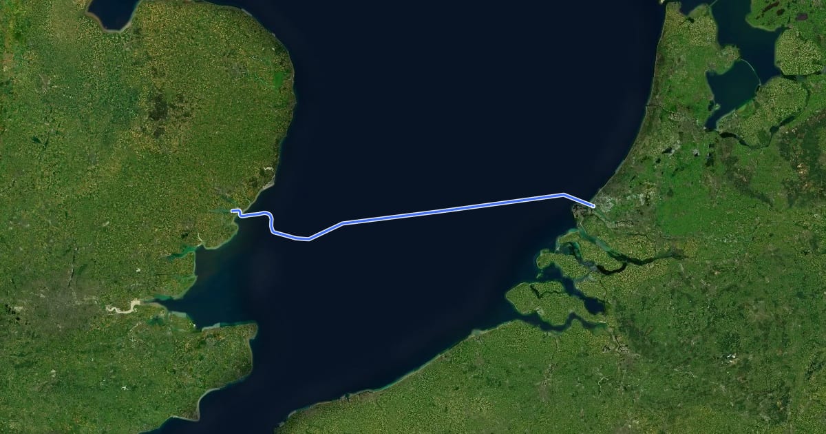 Маршрут EuroVelo 2 - Capitals Route - part North Sea на спутниковом снимке