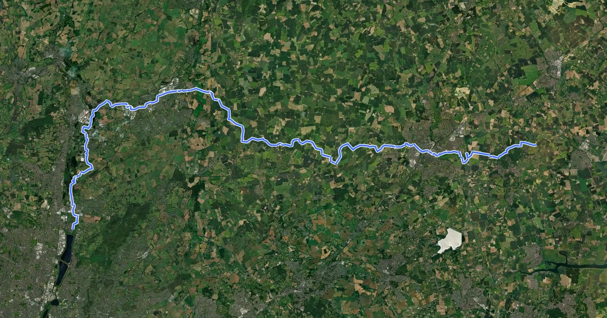 Маршрут EuroVelo 2 - Capitals Route - part United Kingdom 7 на спутниковом снимке