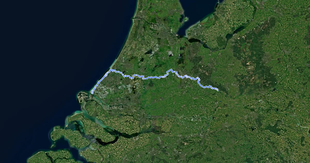 Маршрут EuroVelo 2 - Nederland part 1 на спутниковом снимке