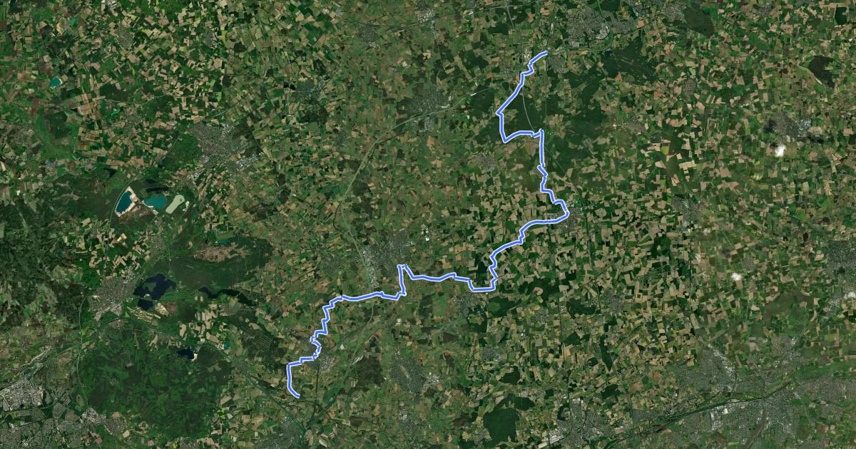 Маршрут EuroVelo 3 - Pilgrim's Route - part Germany #6 100 Schlösser Route на спутниковом снимке