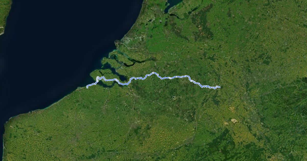 Маршрут EuroVelo 4 - Centraal-Europaroute - deel Nederland на спутниковом снимке