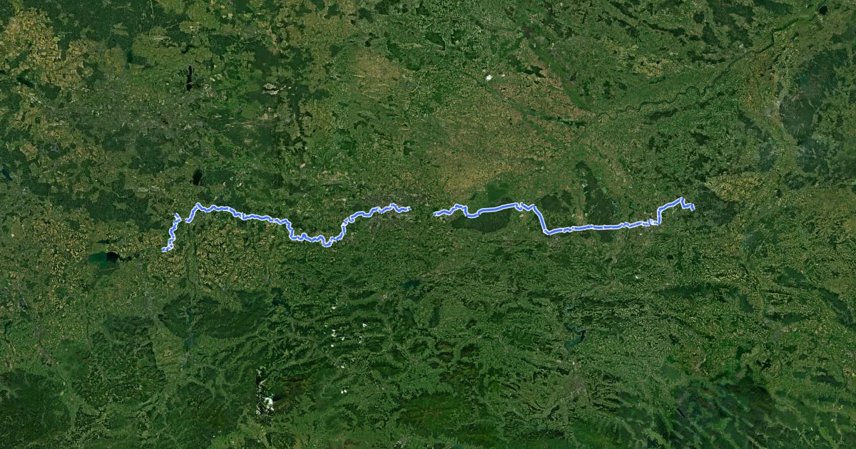 Маршрут EuroVelo 4 - Central Europe Route - part Poland на спутниковом снимке