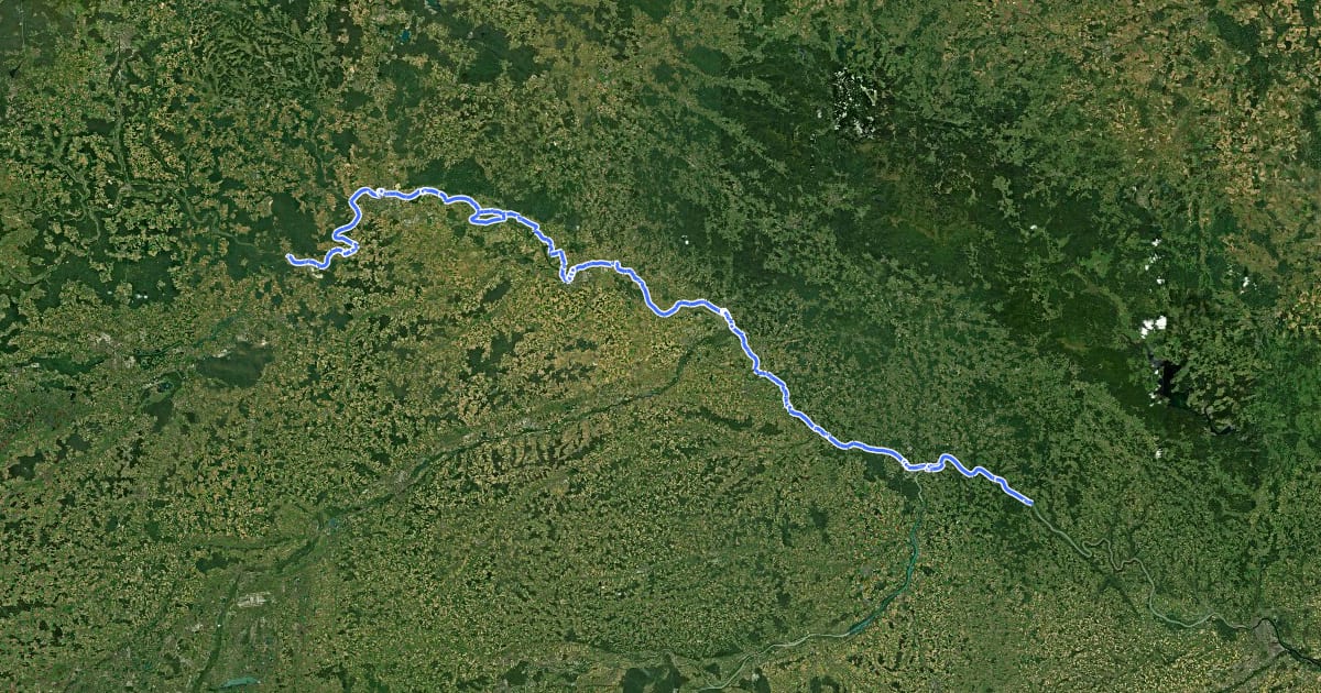 Маршрут EuroVelo 6 - Atlantic-Black Sea - part Germany - Bavaria на спутниковом снимке