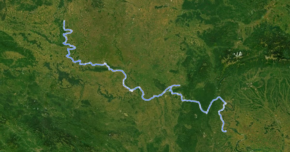 Маршрут EuroVelo 6 - Atlantic-Black Sea - part Serbia на спутниковом снимке