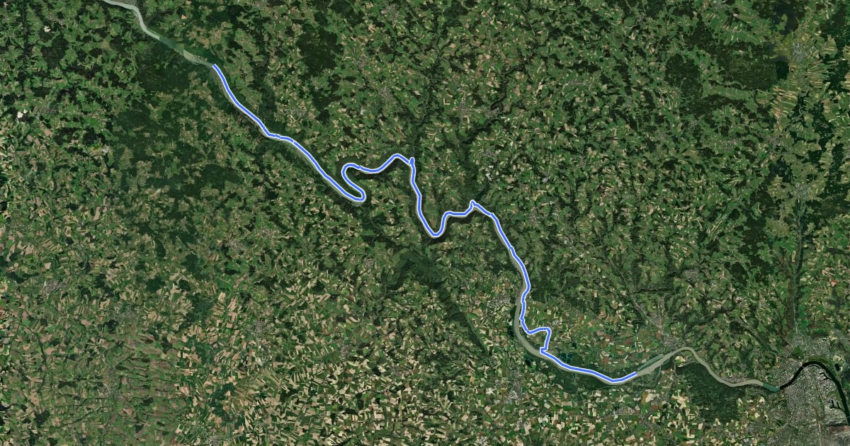 Маршрут EuroVelo 6 - part Austria - leg 1 north на спутниковом снимке